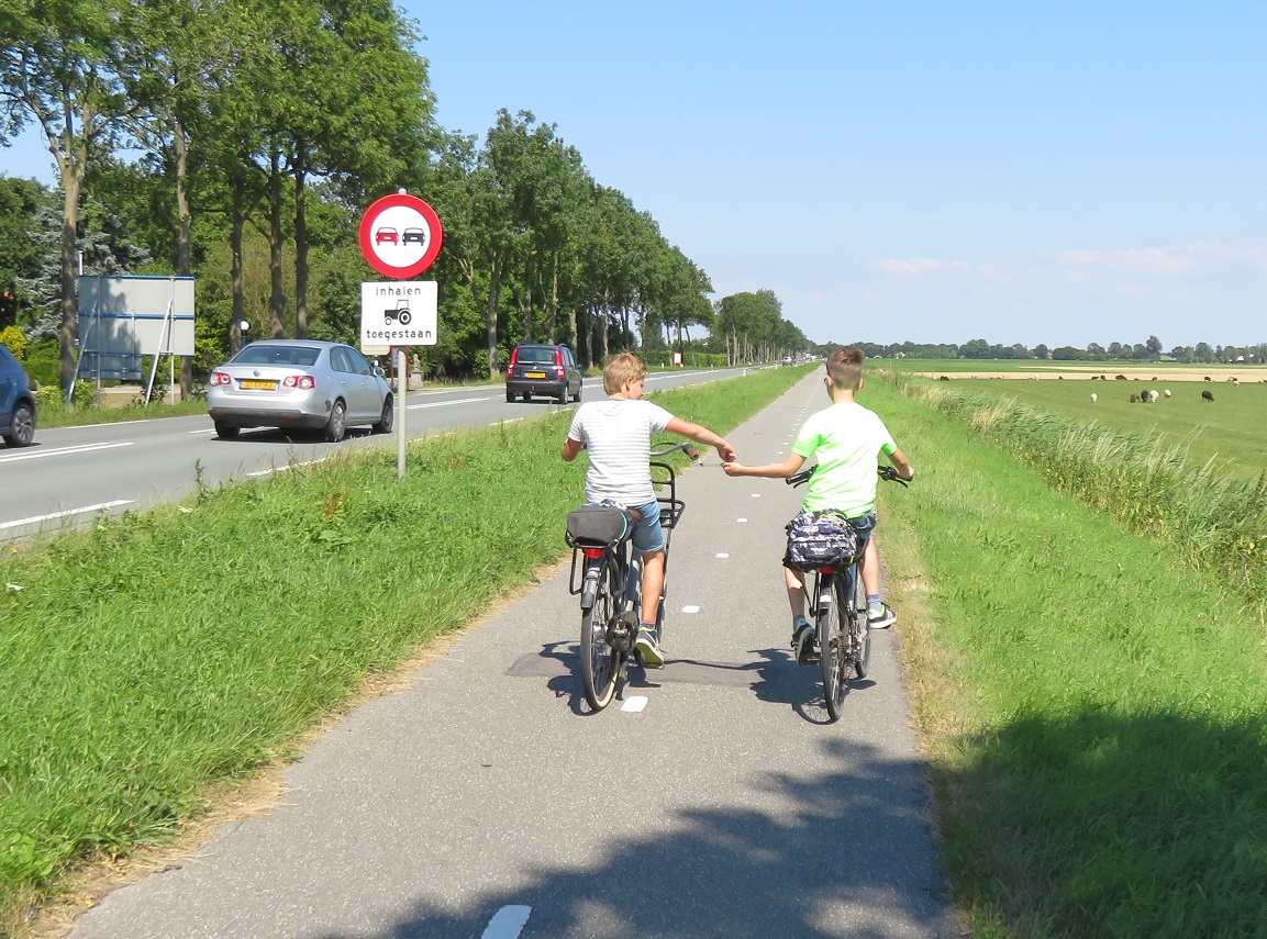 Building cycle tracks alongside busy rural main roads means children have the freedom to cycle long distances in the countryside side by side whilst sharing sweets