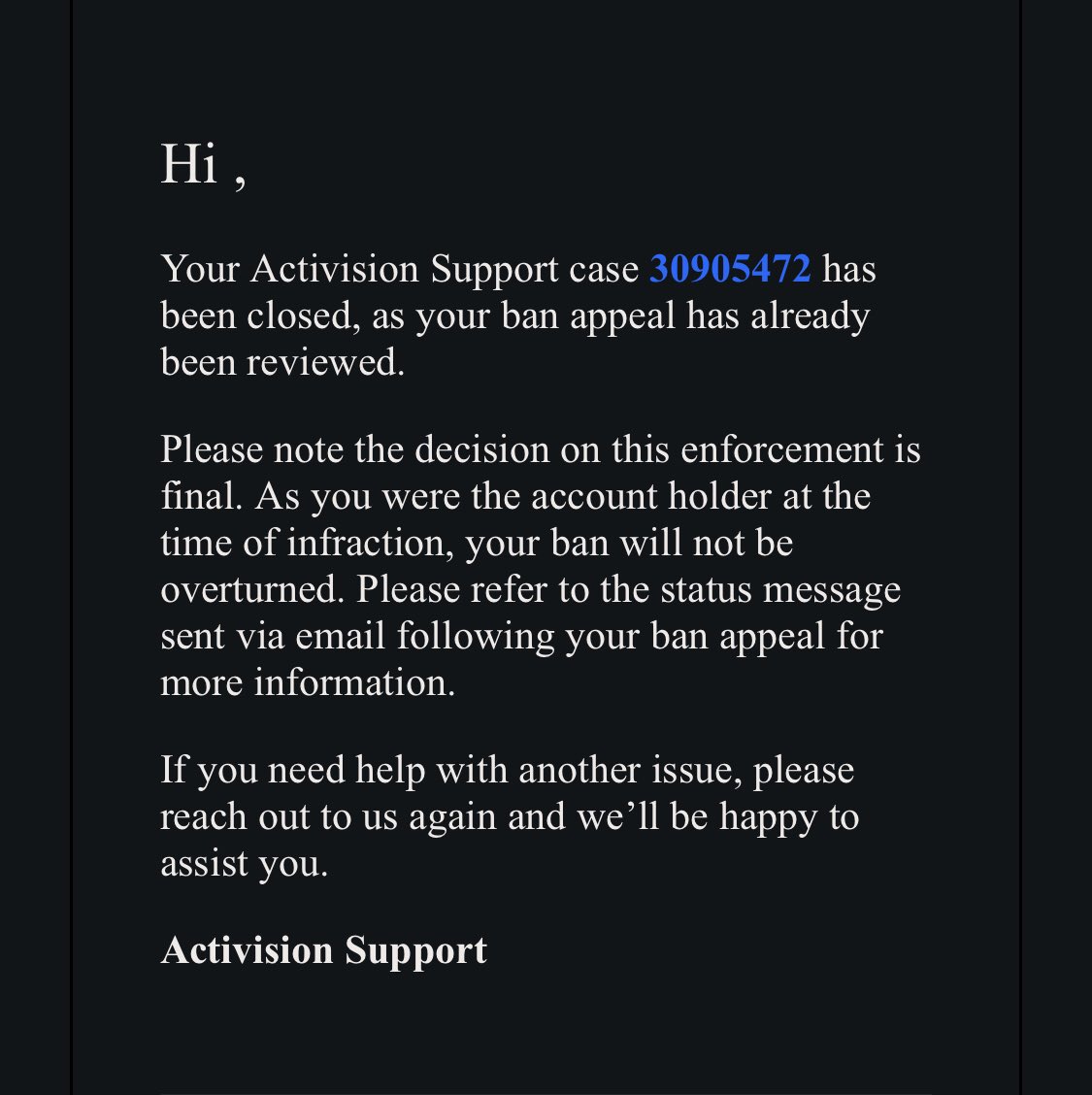 Walt3R_Whit3_'s tweet photo. @ATVIAssist @CallofDuty @CODUpdates @RavenSoftware @SHGames @InfinityWard 
Review has been appealed and I’m still under review it’s been 2 straight weeks and 1 day I was able to play but it looks like I’m in a loop https://t.co/6EWFmu3vt0