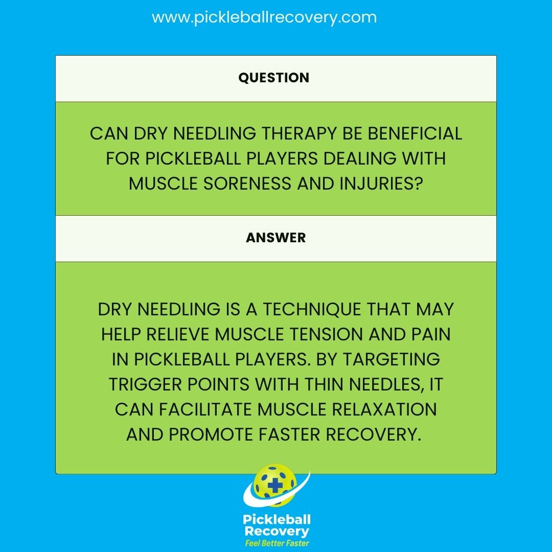 Can dry needling therapy be beneficial for Pickleball players dealing with muscle soreness and injuries?

#pickleball #pickleballislife #pickleballrocks #pickleballtournament #pickleballers 
#motivation #success #business #bussinessquotes #motivationalquotes #Question
#aloemd