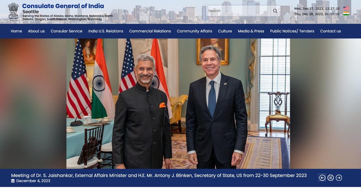 Welcome to the Official website of the Consulate General of India in Seattle. The Website is operational from today at:

indiainseattle.gov.in

Please do follow us for regular updates.