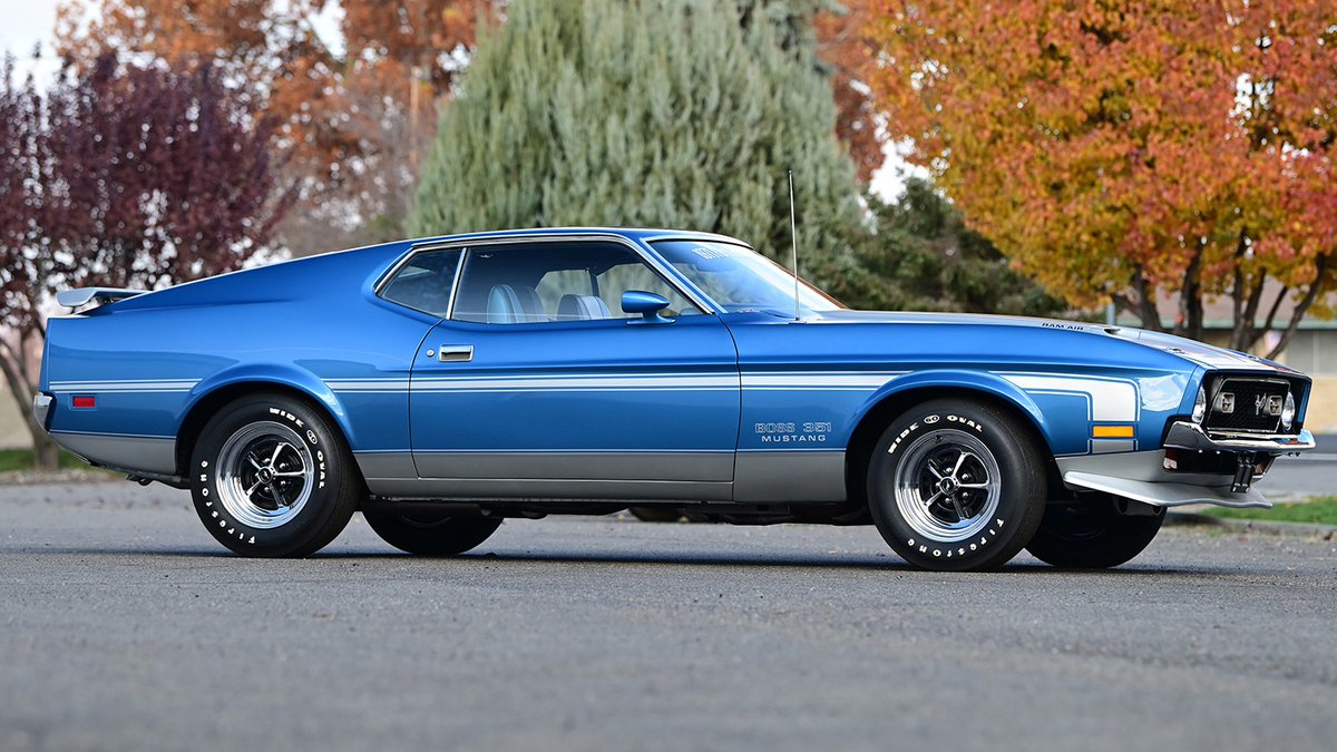 Barrett_Jackson's tweet photo. Refinished in its original factory color of Bright Blue Metallic, this 1971 @FordMustang #Boss351 is powered by the original #MatchingNumbers 351ci 4-valve Boss V8 engine. Crossing the block with No Reserve at WestWorld of Scottsdale, January 20-28.
More: https://t.co/aVmrsxZaga https://t.co/ctigHxw2uQ