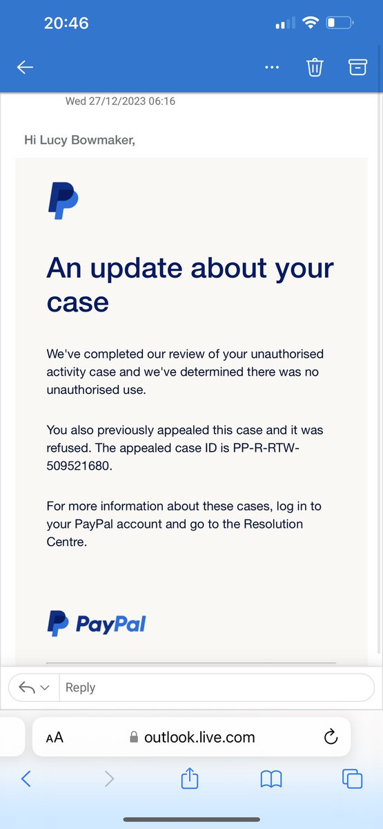 LucyBowmaker's tweet photo. @PayPal When contacting PayPal, I have received no help whatsoever and they are claiming that there has been no unauthorised use on my account insinuating that this is myself or someone that I know!!! https://t.co/d0zUPIeAEe