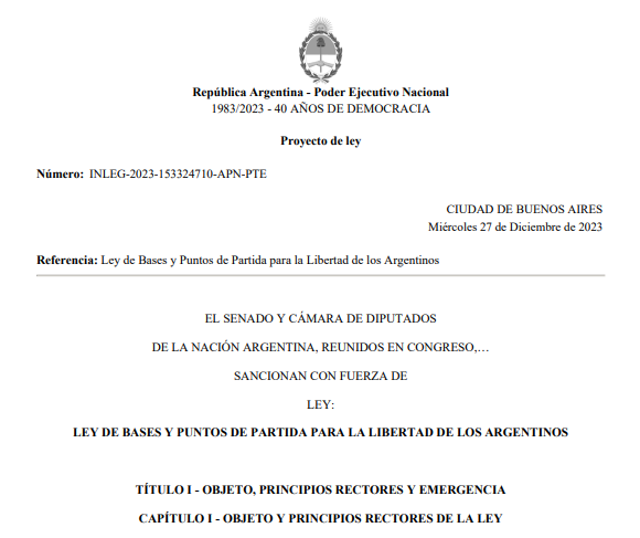 "LEY DE BASES Y PUNTOS DE PARTIDA PARA LA LIBERTAD DE LOS ARGENTINOS" 
PAG 162 - ART. 587 y 588: DESAPARECE EL INSTITUTO NACIONAL DEL TEATRO Y EL FONDO NACIONAL DE LAS ARTES.