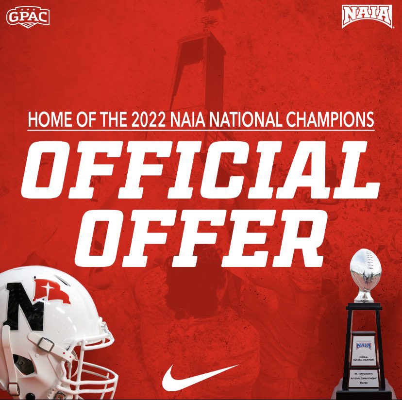 After a conversation with <a href="/coachmmmcc/">Matt McCarty</a> I’m excited to announce that I have received an offer from Northwestern College! <a href="/nwc_fb/">Northwestern College Football</a> 
<a href="/levi_wesche/">Levi Wesche</a> <a href="/coach_mob/">CoachMobley</a>