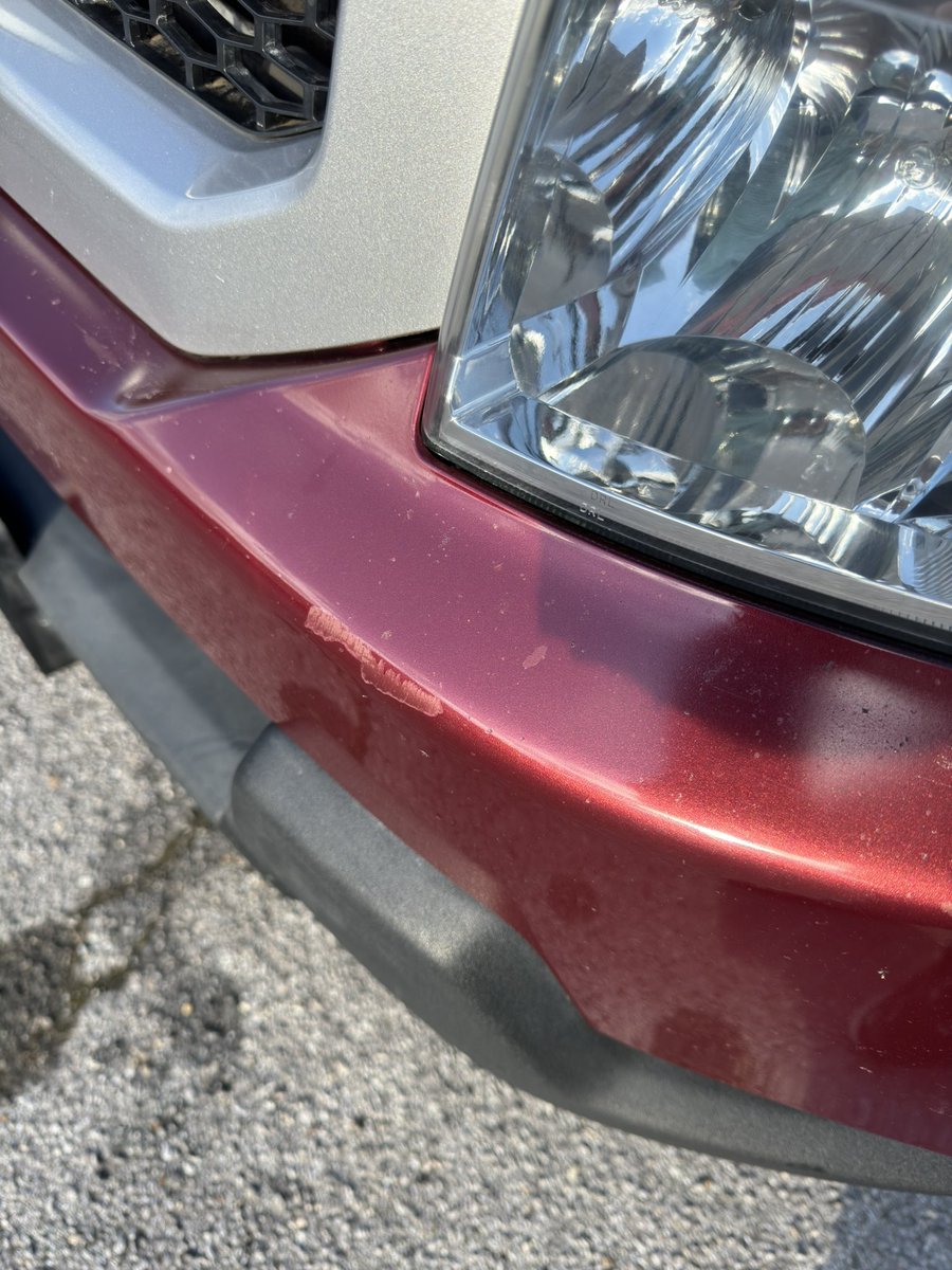 JaredWallin's tweet photo. Fair warning folks. Took my beloved car to @Walmart for their $28 headlight restoration service. They included breaking off my hood release lever and sanding a gouge out of my bumper with it. https://t.co/cyZk1tJdX4