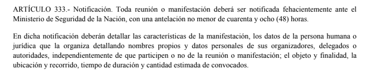 dmecca1's tweet photo. Según la Ley Ómnibus, tenés que avisar al menos con 48 horas de antelación que vas a hacer una reunión o manifestación y detallar con nombres propios y datos personales. Cuando decimos "Milei, vos sos la dictadura" es el sentido literal del término. Es muy grave y peligroso. https://t.co/RoyTKfelJI