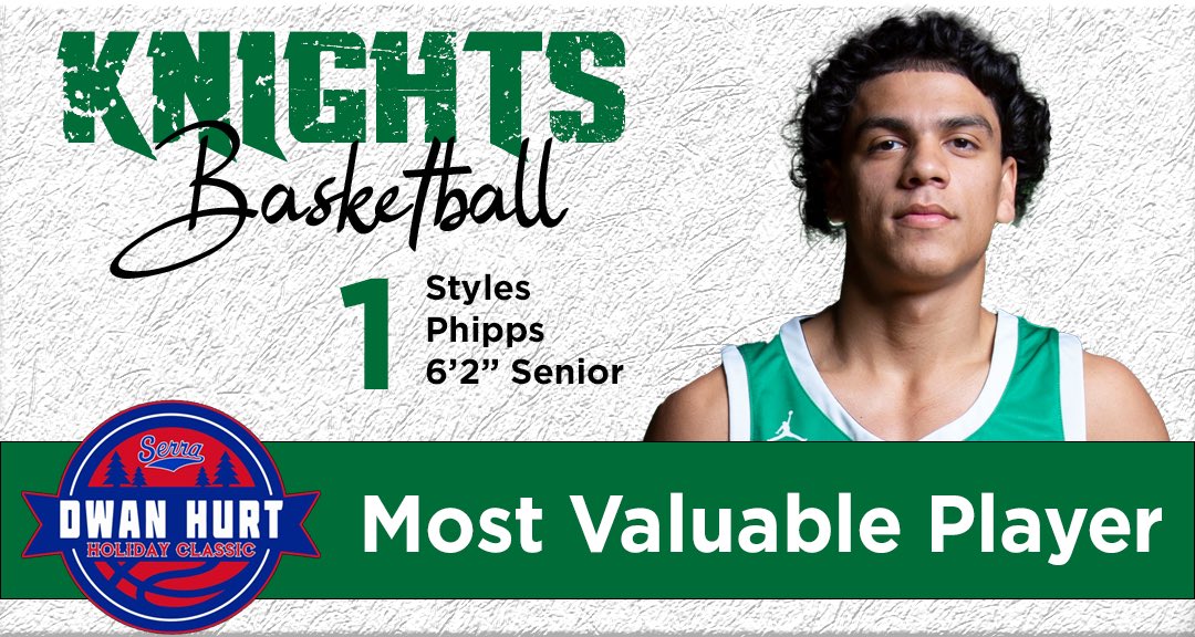 Holiday Highlight: Styles Phipps averaged 19 pts, 9.5 rebs and 8 assts per game including a monstrous 36 point/12 reb/9 asst near triple double in the Knights first round win. #WeAreSM