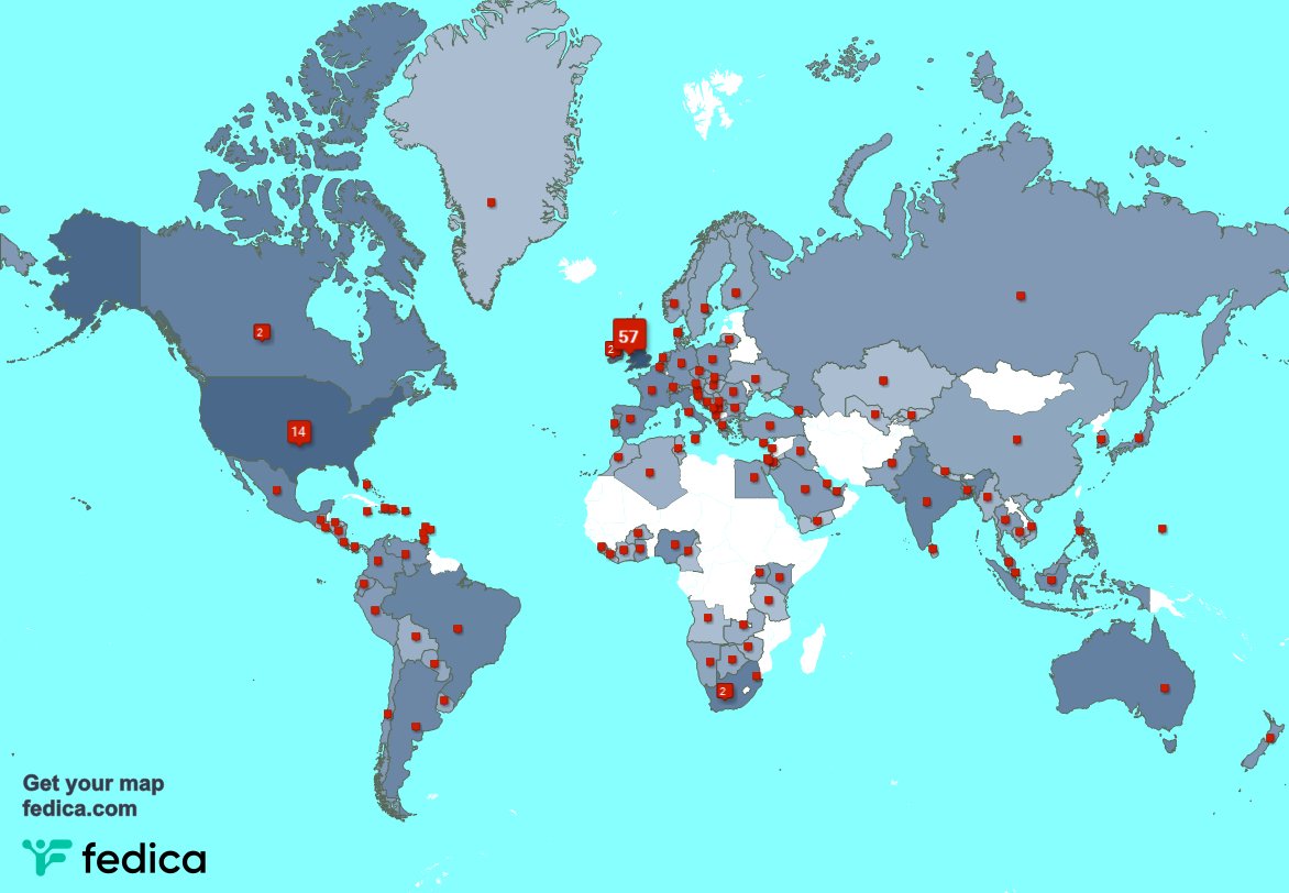 I have 3 new followers from USA 🇺🇸, and more last week. See fedica.com/!KitMusicUK
