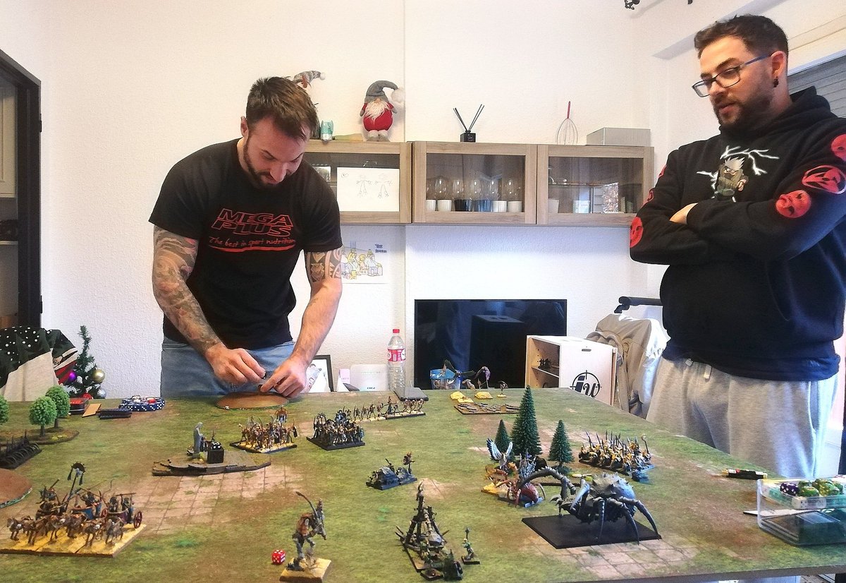 Partidicas con <a href="/manel_wh/">#manel</a> y el tío Félix, probando listas a 1500, con Caos, Reyes y lista sólo de goblins con arañita. 
#TOWspanish #PicnicenDrakenhof