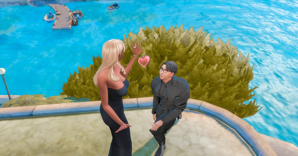 OfficialJakeT1's tweet photo. Weekend away to get engaged and celebrate!

#sims4 #sims4couples https://t.co/4VK44hbryv