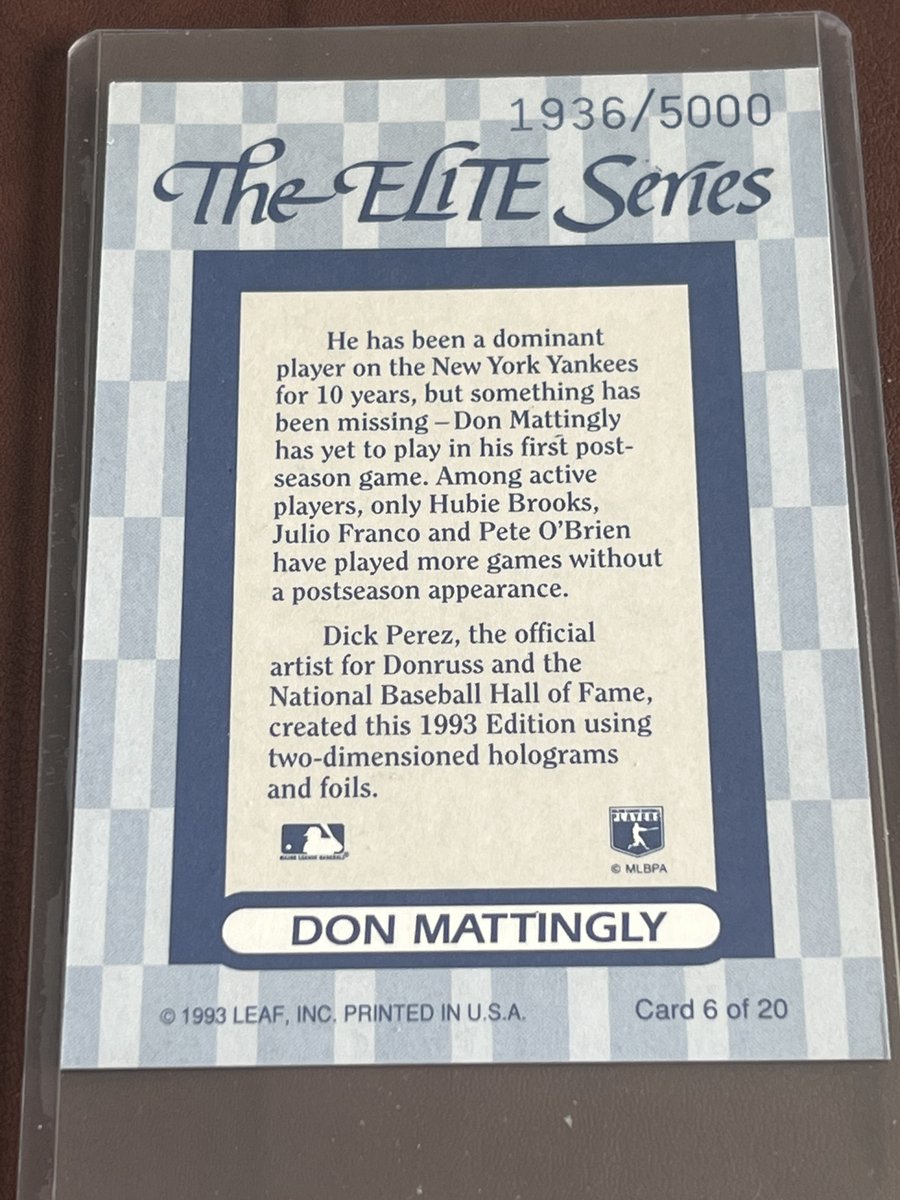 Vintage DON MATTINGLY Jumbo #BaseballCard Donruss Elite #LimitedEdition Yankees 90s FREE SHIP

#baseballcardsforsale #baseballcards #Sportscards #1990s #donmattingly #baseballHOF #Jumbo #Yankees #numbered #Donruss #donrusselite #holographic #ebayfinds 

 ebay.com/itm/2663234412…