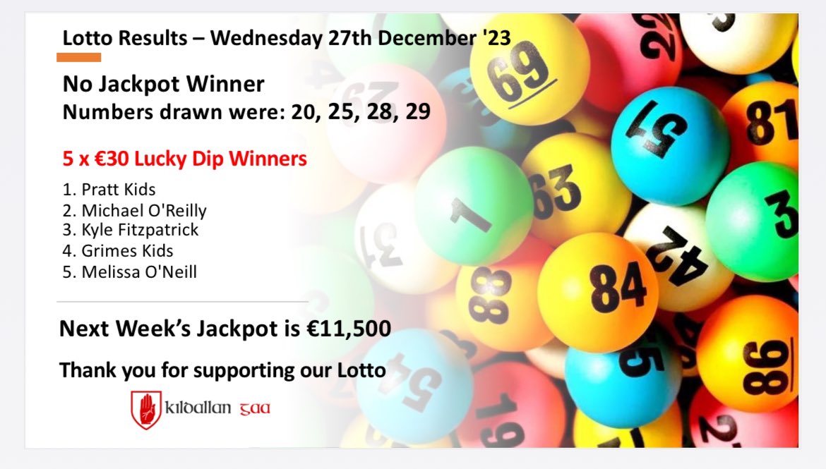 Lotto results - Wednesday 27th December
