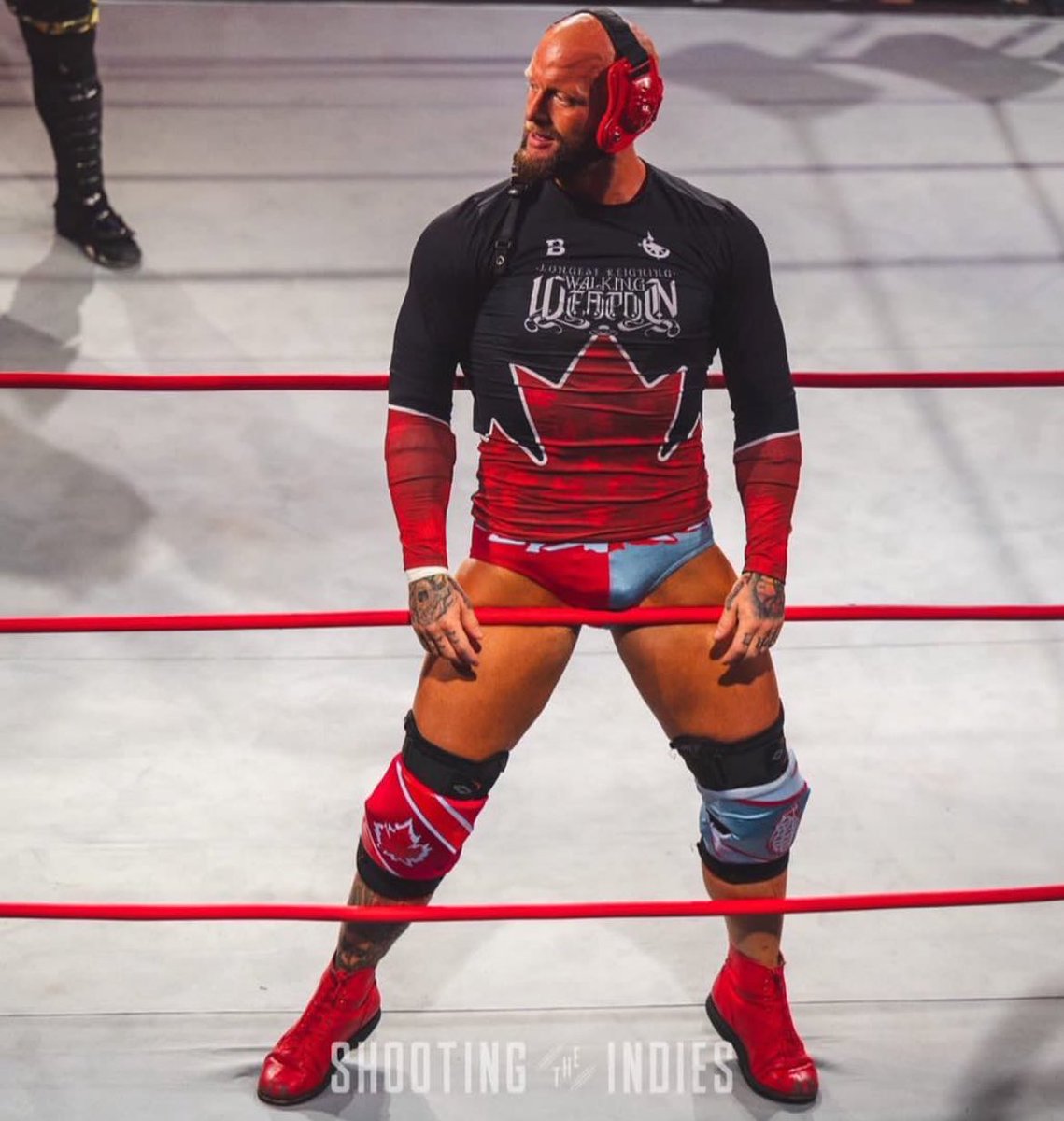 Entrance gear in action for former Impact Wrestling world champion, Walking Weapon, designed by myself for <a href="/BLCKSMTHApparel/">BLCKSMTH</a>