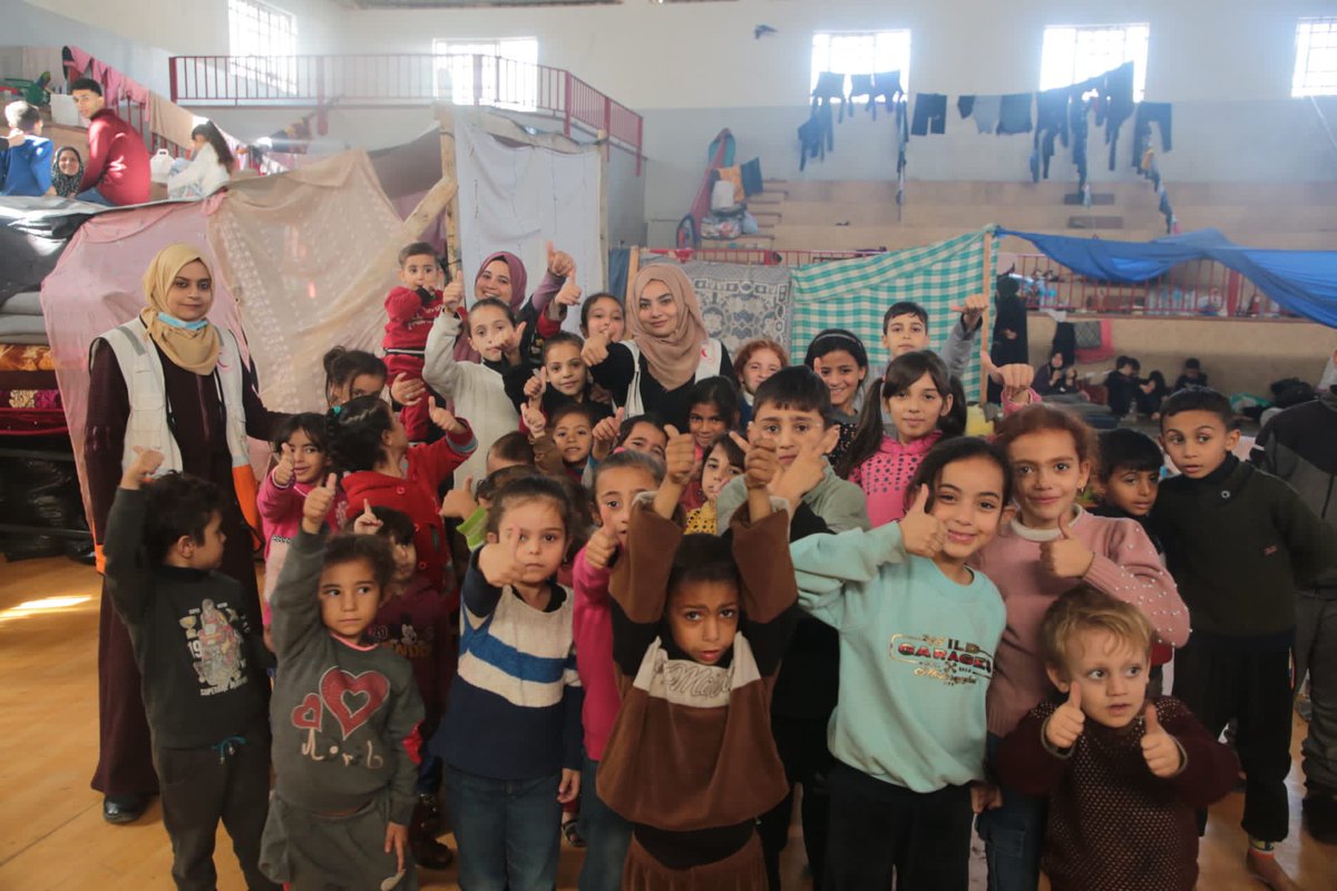 PalestineRCS's tweet photo. The PRCS community work team is carrying out recreational and awareness activities for displaced children ❤️at the PRCS headquarters in #KhanYounis. Additionally, they are conducting blood pressure and diabetes screenings for the elderly.👏
#Gaza
#Humantarians
#GazaChildren https://t.co/d6zl8MECmp