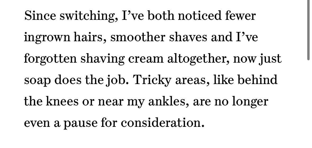 “A year into my upgrade, my only regret is wishing I would have been the switch sooner.” Thank you 🙏 Erika Veurink for <a href="/BuySideWSJ/">Buy Side from WSJ</a> 

Full review of <a href="/LeafShave/">Leaf Shave</a> Leaf Razor here: wsj.com/buyside/wellne…