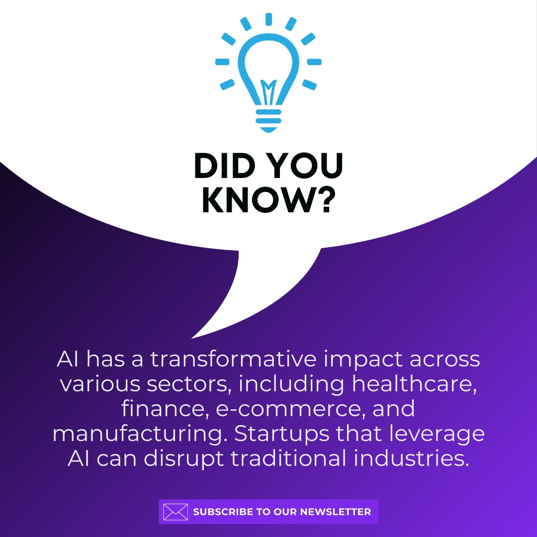 Did you know that AI has a transformative impact across various sectors, including healthcare, finance, e-commerce, and manufacturing. Startups that leverage AI can disrupt traditional industries.

#techinnovation #cloudnative #serverlesstech #generativeai #techdeepdive