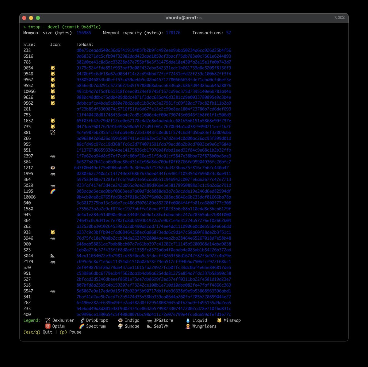 We updated TxTop and added a couple more animals. Now, with 🦛 and 🦭!

Grab it from blinklabs.io/downloads 🧑‍💻