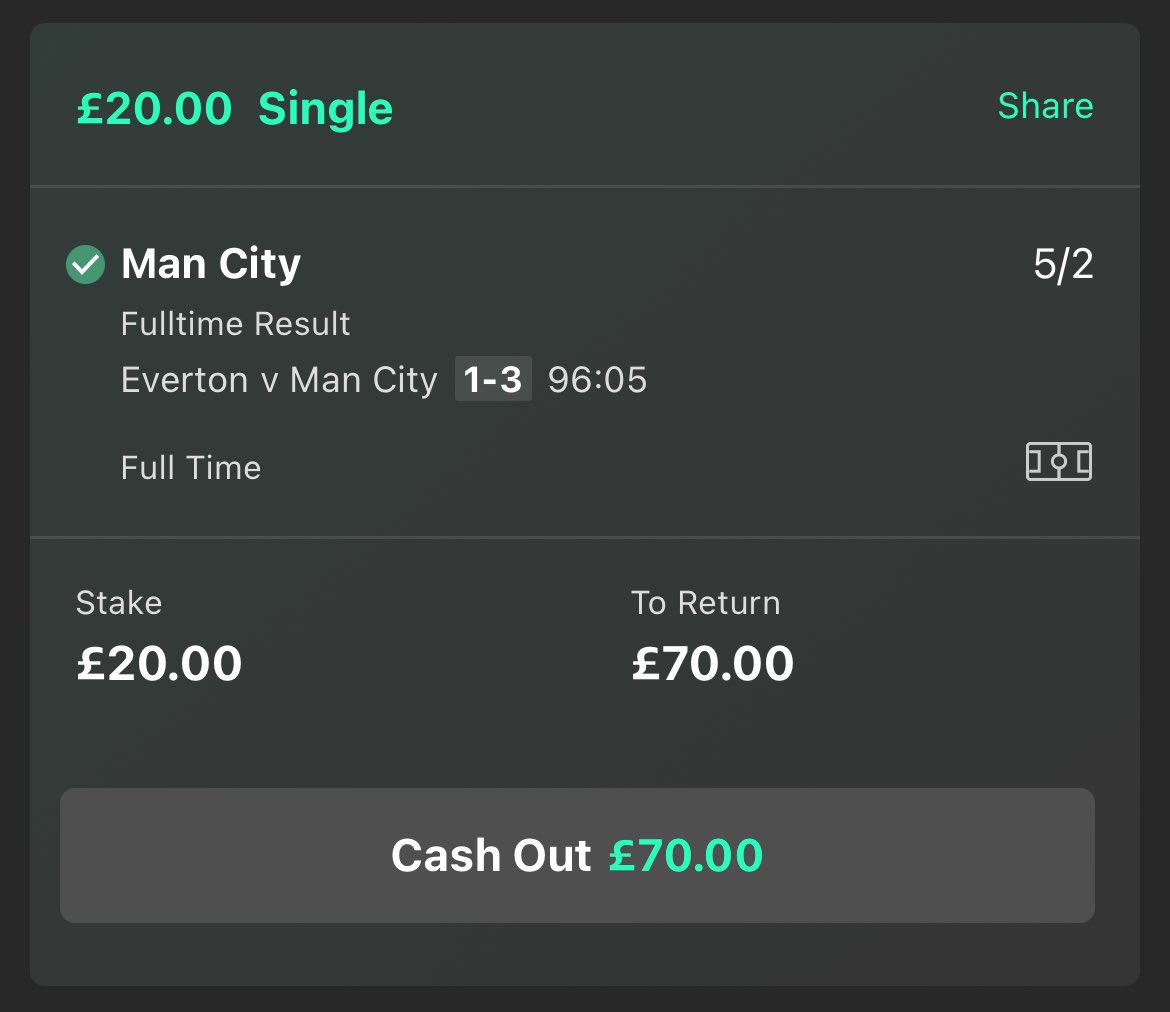 FormleFootball's tweet image. Those odds were way too tempting when City went 1-0 down.
