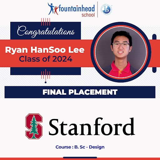 FSSurat's tweet photo. We're happy to announce that Ryan HanSoo Lee from the Class of 2024 will soon be joining Stanford University. 

We wish him all the best!

#Universityplacements #Fountainheadschool #Scholarships #StudyAbroad #FSStudents #FSWay #FSLife #IBDP #FSPride
#Classof2024 @iborganization https://t.co/GTr8yaHYDp