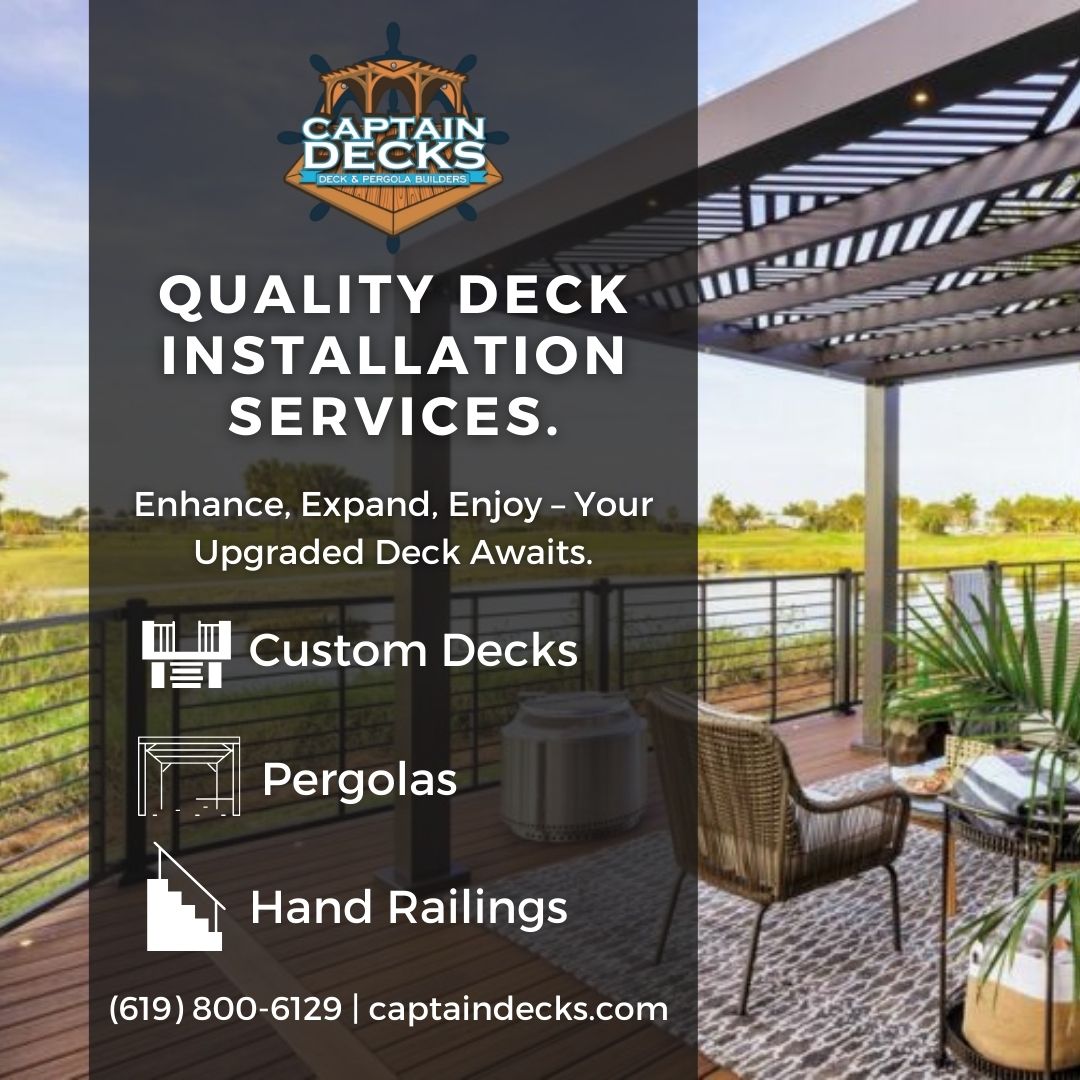 captain_decks's tweet image. Is your deck showing signs of wear and tear? 🛠️ Don't overlook missing or damaged hardware – it could be a red flag for bigger issues! Ensure safety and longevity with a timely upgrade. Visit captaindecks.com  for a free quote. #SanDiegoDecking #CompositeDecking