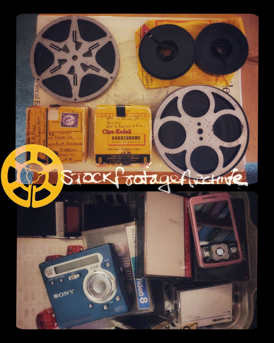 _stockfootage's tweet photo. Some great finds back at the folks. 6 reels of Super 8 (1956 & 1983) & a bag of old miniDV, Video 8 & VHS-C tapes. Even found my old minidisk player!
#stockfootage #archive #super8 #scotland #highlands #filmmaking #minidisk #vhs #video #miniDV #retro #vintage #kodak #sony https://t.co/O5xpALm6AW