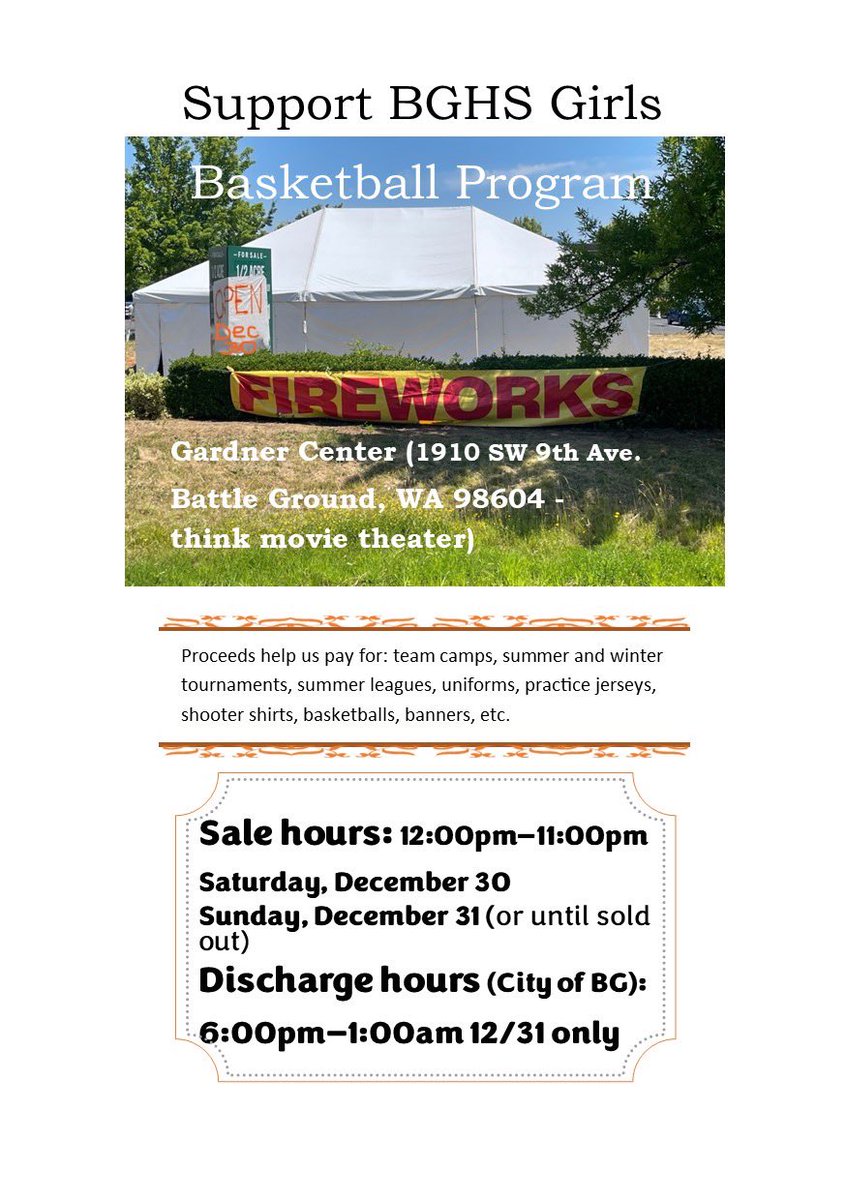 BGHS_GBball's tweet photo. Calling all fireworks enthusiasts in Clark County, WA and surrounding areas!!! https://t.co/xK9cCJK761