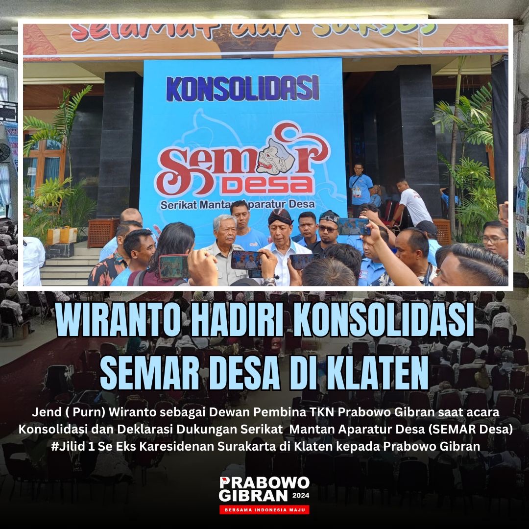 jxnnyaa_'s tweet photo. Jend (Purn) Wiranto sebagai Dewan Pembina TKN Prabowo Gibran saat acara Konsolidasi dan Deklarasi Dukungan Serikat Mantan Aparatur Desa (SEMAR Desa) #Jilid 1 Se Eks Karesidenan Surakarta di Klaten kepada Prabowo Gibran. Semar Desa Dukung PS Gibran #WirantoSemarDesa https://t.co/Tmr8plk9HQ