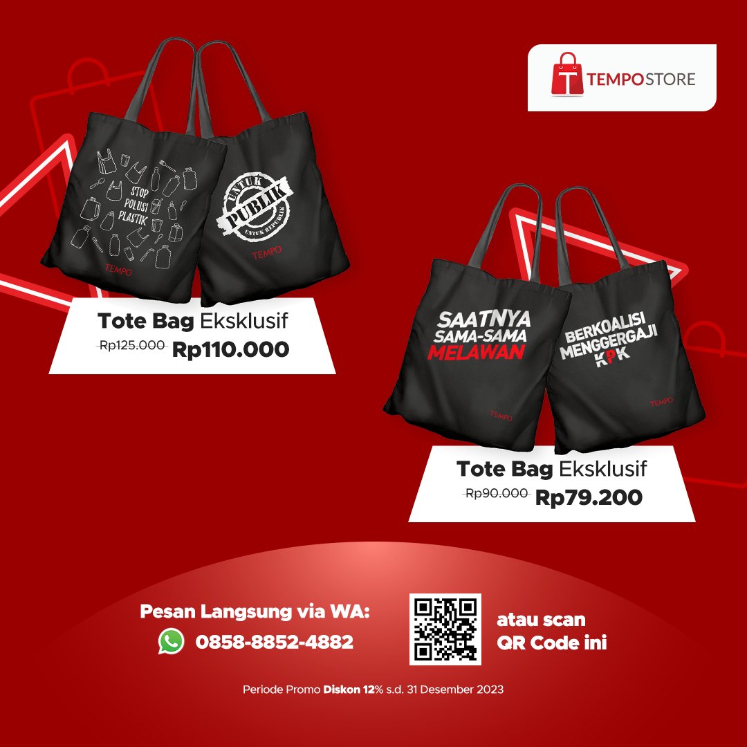 tempodotco's tweet photo. Diskon 12% semua merchandise tanpa syarat apapun. Hubungi via Whatsapp di no. 0858-8852-4882 atau klikย https://t.co/RcsnIdJhtY
#TempoMedia #OfficialMerchandise #TempoStore #JurnalismeBerkualitas https://t.co/5NelMkPdRT