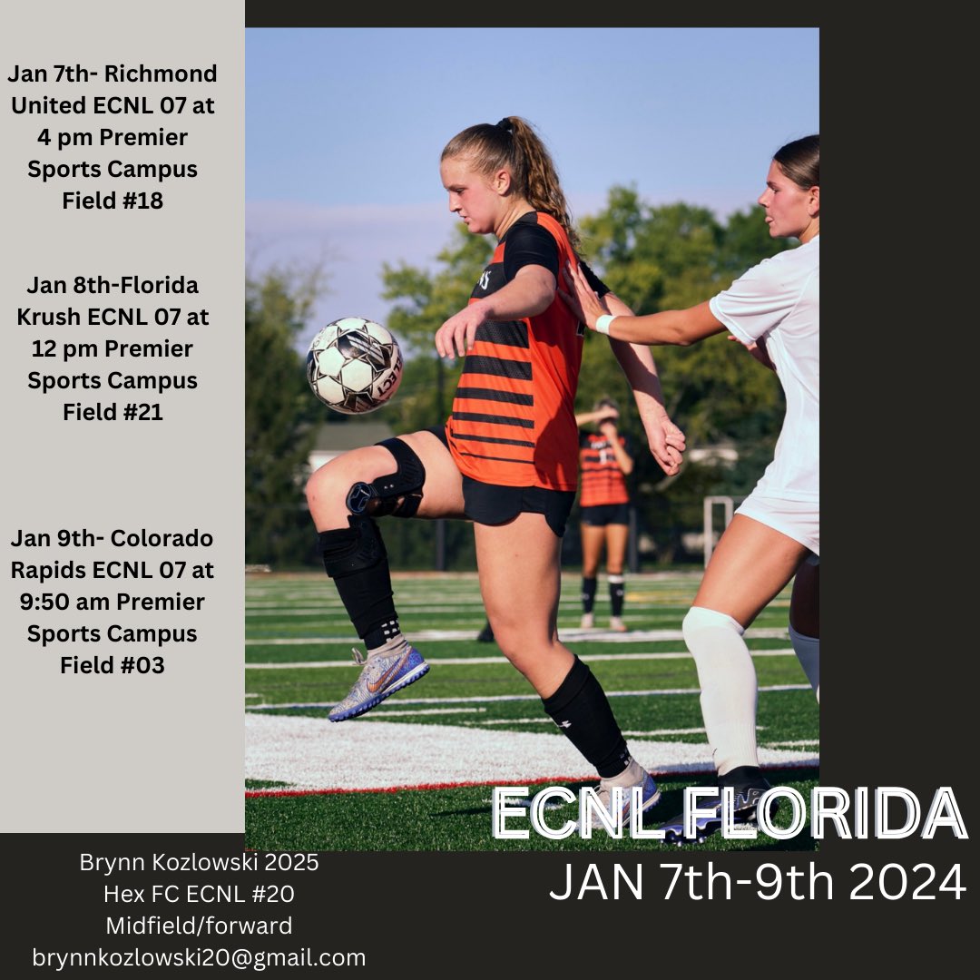 ECNL Florida is approaching! I hope to see you there! 

All Glory to God!