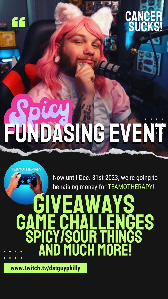 datguyphillyTTV's tweet photo. ‼️DONT FORGET‼️

We only have a few more days left to raise money for @Teamo_Therapy ! We've hit the $175 mark, and we can def keep this going!

Tune into tonight over on Twitch around 9pm EST! 

https://t.co/HnaFJDLA5I https://t.co/SY4OtAdsys