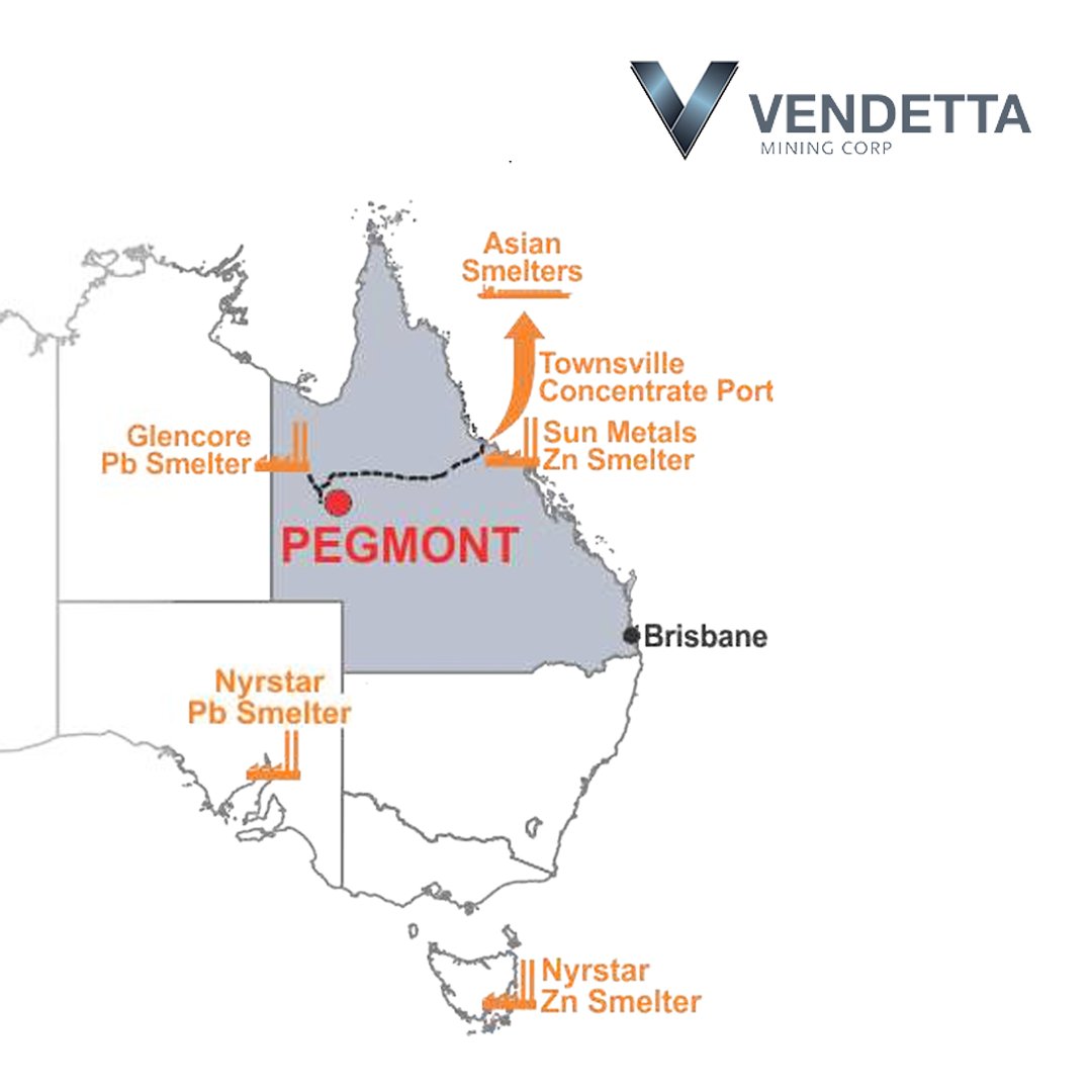VendettaMining's tweet image. An overview of Vendetta’s Pegmont Project positioned close to major smelters in the region. #VendettaMining #Smelters