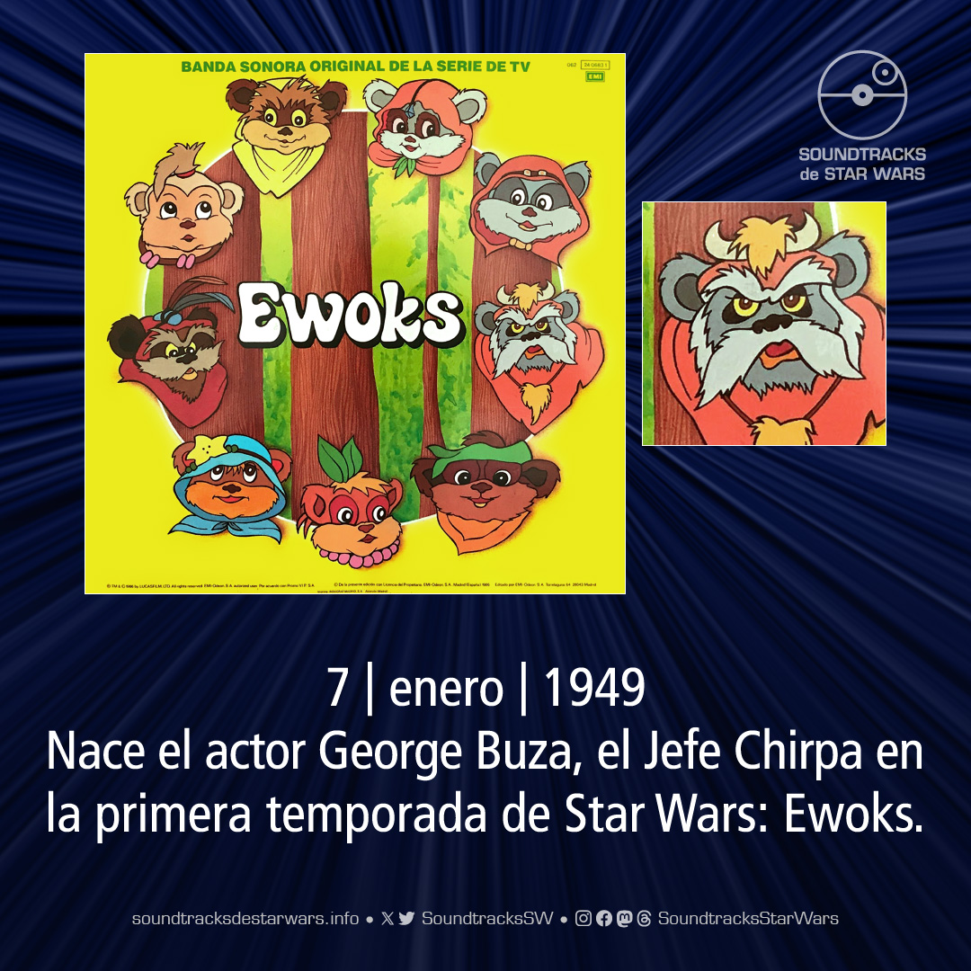 El 7 de enero de 1949 nace el actor George Buza, el Jefe Chirpa en la primera temporada de Star Wars: Ewoks.

On January 7, 1949, actor George Buza, Chief Chirpa in the first season of Star Wars: Ewoks, was born.

#StarWars #GeorgeBuza #ChiefChirpa