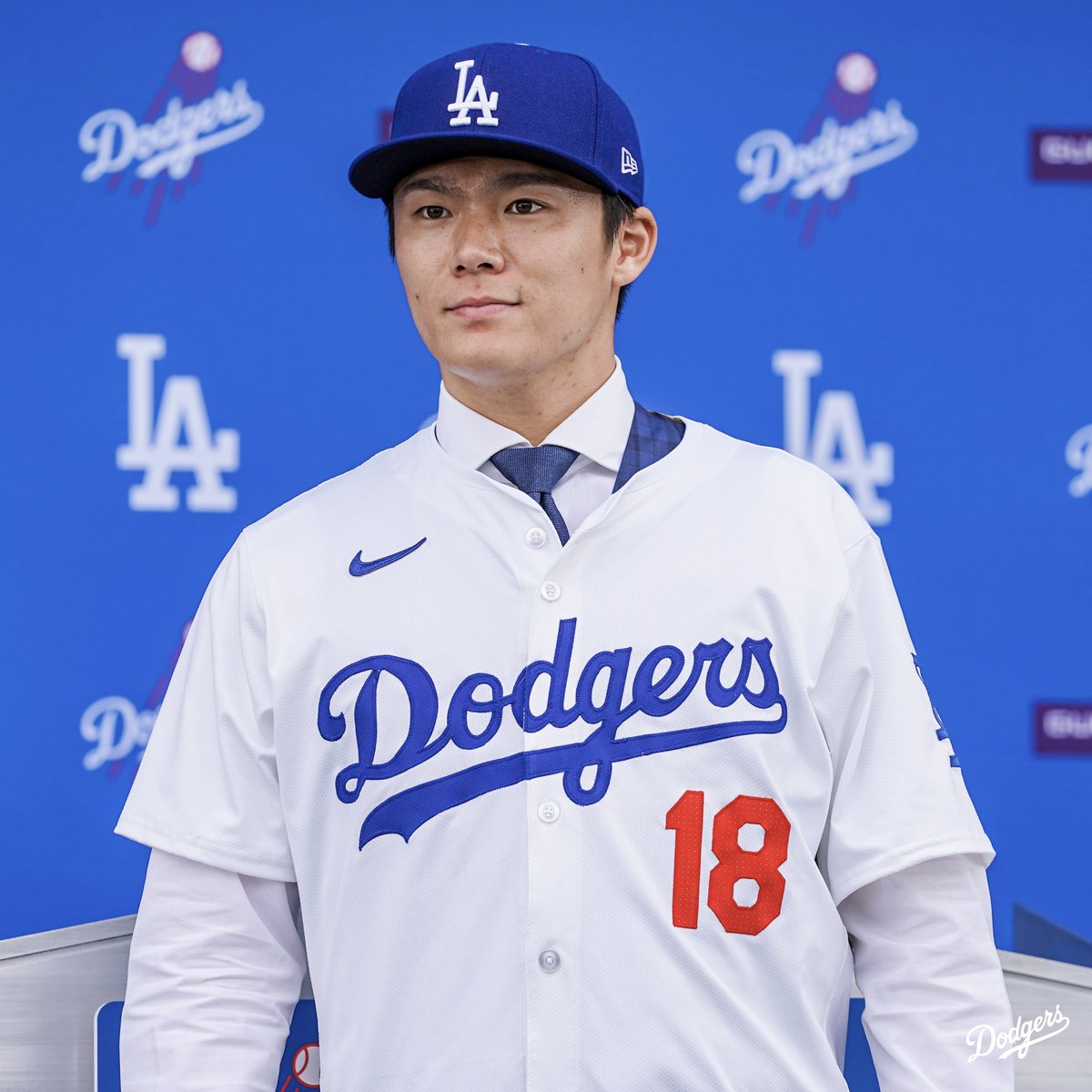 Dodgers's tweet photo. Your newest Los Angeles Dodger, Yoshinobu Yamamoto. https://t.co/5TGPdW31Vk