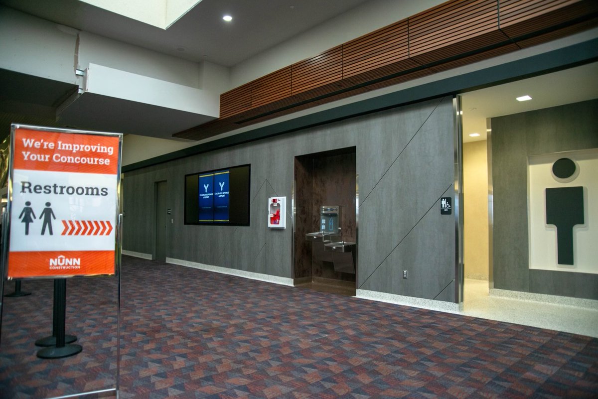 COSAirport's tweet photo. π Exciting news! As part of our #ElevateCOS initiative, we've revamped our bathrooms to be more inclusive and environmentally friendly.
πΏπΏ Experience the difference with wider stalls, lower lavatories, and water-efficient plumbing fixtures! https://t.co/EskDoEmymc