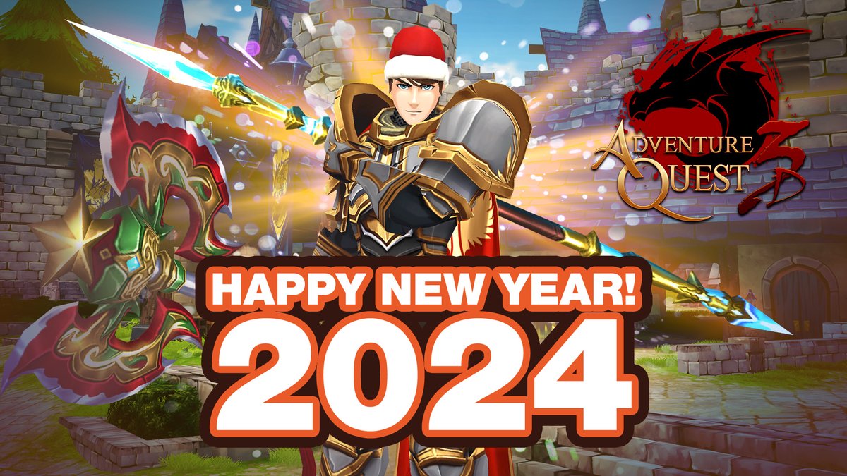 Receive your New Year's gift from Festive Artix in Battleon or Yulgar's Inn and get the times for the New Year's Eve live events! aq3d.com/news/ny2024/