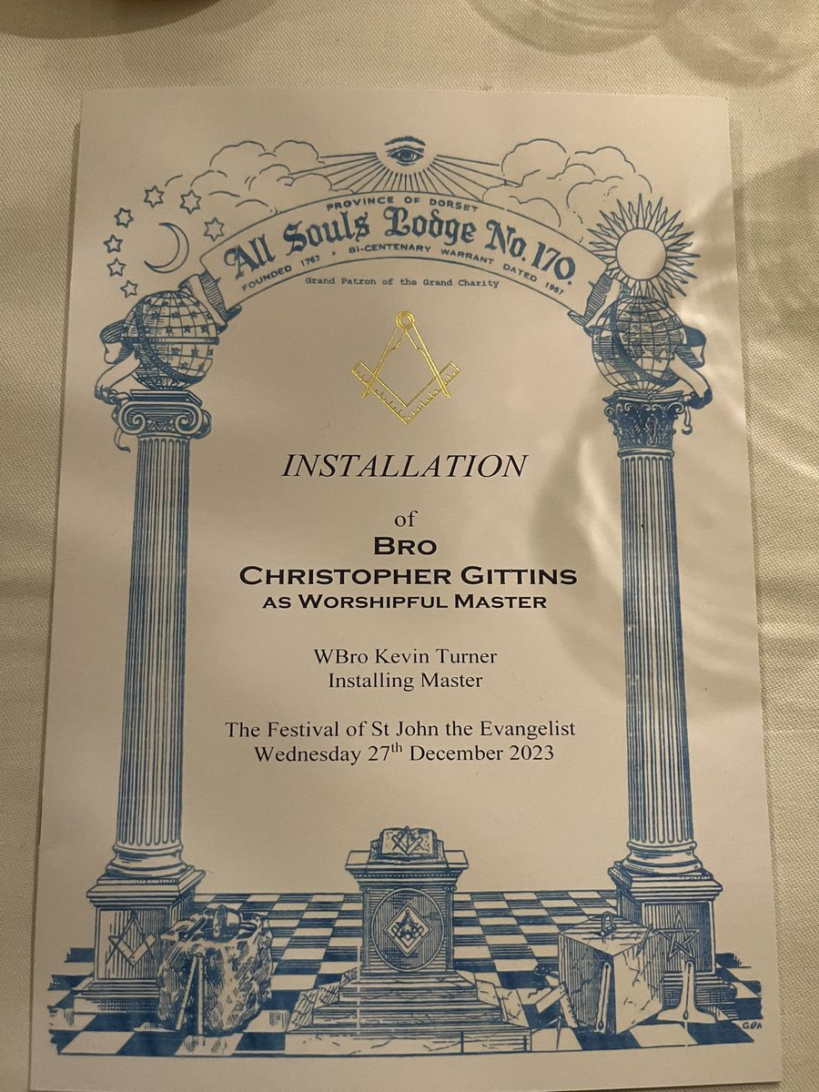 Excellent installation meeting at All Souls Lodge 170 this evening