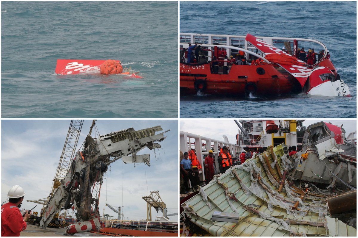 OnDisasters's tweet photo. #OTD in 2014: Indonesia AirAsia Flight 8501, an A320, crashes in Karimata Strait (Indonesia), all 162 aboard die. Jet went out of control while troubleshooting a rudder issue. Enquiry found crew actions dealing with problem broke SOP; poor CRM, maintenance were also factors. https://t.co/OKjhlvebQZ