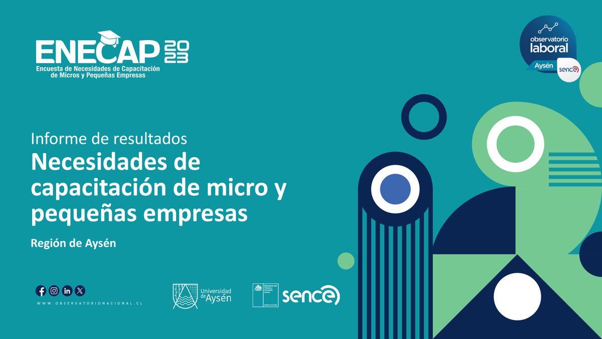 Las y los invitamos a revisar la Encuesta de Necesidades de Capacitación para Micro y Pequeñas Empresas, ENECAP 2023
observatorionacional.cl/publicaciones/…

<a href="/SenceChile/">Servicio Nacional de Capacitación y Empleo, Sence.</a> <a href="/SenceAysen/">Sence Aysen</a> <a href="/MintrabAysen/">Seremi Trabajo Aysén</a> <a href="/UdeAysen/">UniversidadAysén</a> <a href="/marcio_villouta/">Marcio Villouta Alvarado</a>