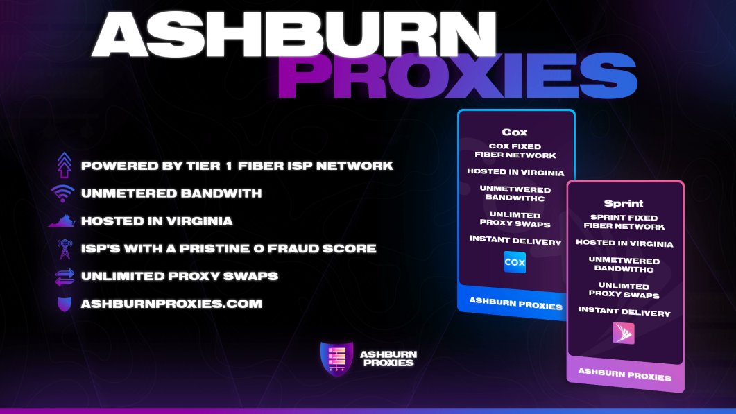 ashburnproxies.com Grab Your Monthly ISP'S Now 🥂🥂 Secure all your upcoming drops with Ashburn Proxies DM us for a special End of Year Coupon Code 💫💫