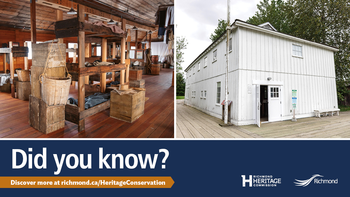 #DYK BC Packers’ legacy is felt all along the coast. The Chinese Bunkhouse, which BC Packers barged roughly 300km from Knight Inlet to Steveston in 1951, tells part of that story &amp; can be seen at <a href="/BritShipyards/">Britannia Shipyards NHS</a>. Learn more: richmond.ca/HeritageConser… #RichmondBC