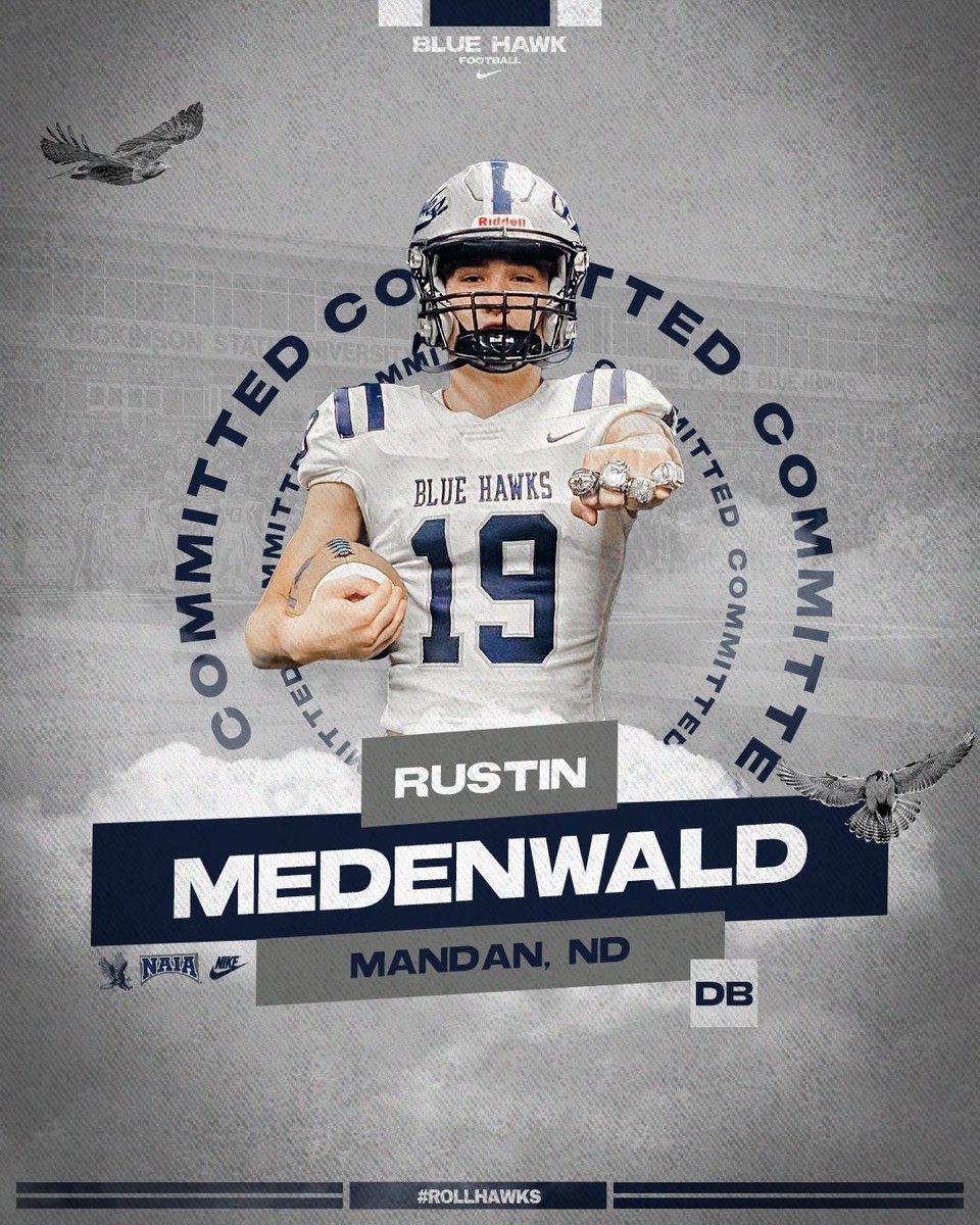 I am very happy to announce my commitment to play football <a href="/BlueHawkFB/">Dickinson State Football</a>! 
<a href="/JasonThier/">Coach Jason Thier 🏈</a> <a href="/CoachPStanton/">Pete Stanton</a> 
#rollhawks