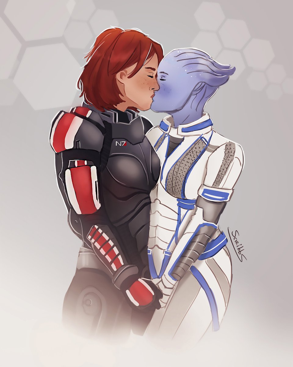 “There's something compelling about you, Shepard.” 🎨 @littlescribbs #masseffect #masseffectfanart #shepard #liara