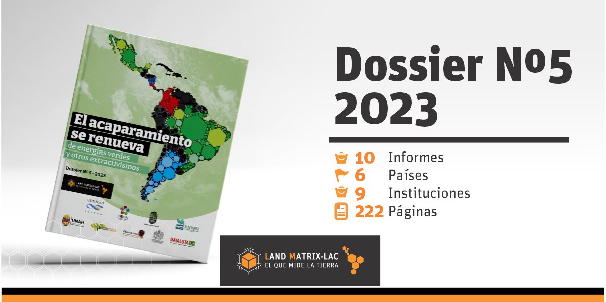 Este nuevo dossier consta de 10 trabajos, todos basados en la información generada por el relevamiento de los procesos de acaparamiento de tierras promovido por Land Matrix en varios países de América Latina.
#dossier2023
landmatrix-lac.org/dossier/#dossi…