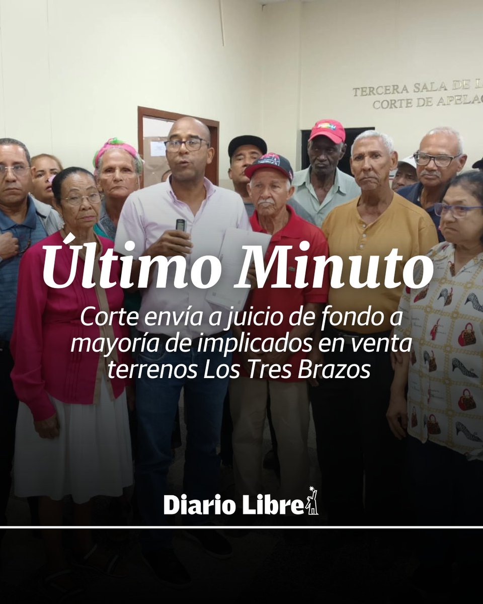 DiarioLibre's tweet photo. 🔴 | #ÚltimoMinutoDL | Los jueces de la Primera Sala Penal de la Corte de Apelación del Distrito Nacional acogieron este miércoles un recurso de apelación interpuesto por el Ministerio Público contra el "auto de no ha lugar" dictado por el exjuez Juan Francisco Rodríguez Consoró -en junio de 2022-  en favor de Leoncio Almánzar, exdirector de la Corporación Dominicana de Empresas Estatales (Corde) y otros 16 acusados en la venta del sector Los Tres Brazos del municipio Santo Domingo Este.

#DiarioLibre #Corde #LosTresBrazos