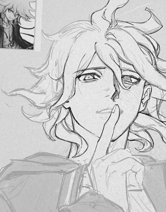 本陣痛が始まる直前に描いてたナギトコマエダ、意外とちゃんと描けてたから完成させられるといいな…笑