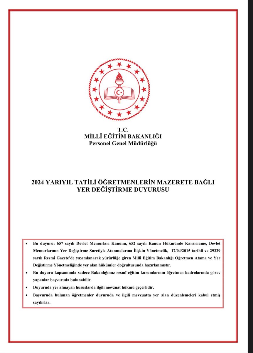 alideniz02's tweet photo. MEB, büyük bir umutla beklenen; “2024 Öğretmenlerin Mazerete Bağlı Yer Değiştirme İşlemine İlişkin Duyuru”yu yayınladı. 

Ancak; 1 yıl önce kadroya geçen Sözleşmeli Öğretmenlerimize verilen ‘aile bütünlüğünün sağlanacağı yönündeki sözün” klavuzu yansımayıp sözde kaldığı görüldü, klavuzu bekleyenlerin umudu hayal kırıklığına dönüştü.

Sessiz çığlıklara kulak tıkayan MEB, bu yanlış uygulamadan dönmeli, beklentileri karşılayacak yeni bir düzenleme ile eşleri ve anne veya babasız büyüyen çocukları ailelerine kavuştumalıdır.

▪️https://t.co/1ktLtjdKdt