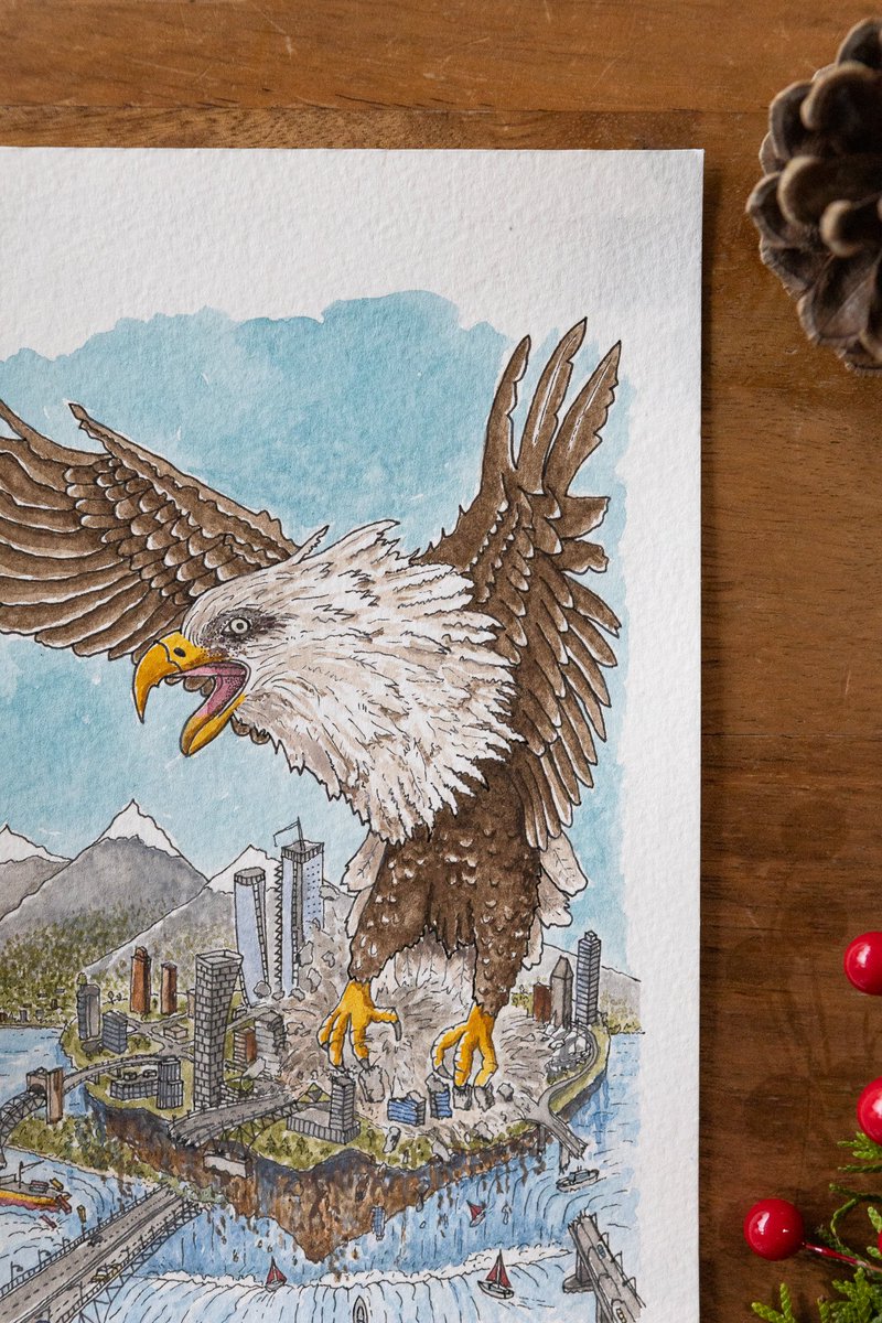 bolducdesign's tweet photo. Man VS. Eagle 🌇🦅

6"x9"
Ink and Watercolour
140lb. paper

This painting is part of the "Man VS. Wild" series that I've been working on over the past few years.  Hope you enjoy! 

#Art #Drawing #Painting #Artwork #Paint #Warercolour #Watercolor #WatercolourArt #bolducdesign https://t.co/rH54t2j0W3