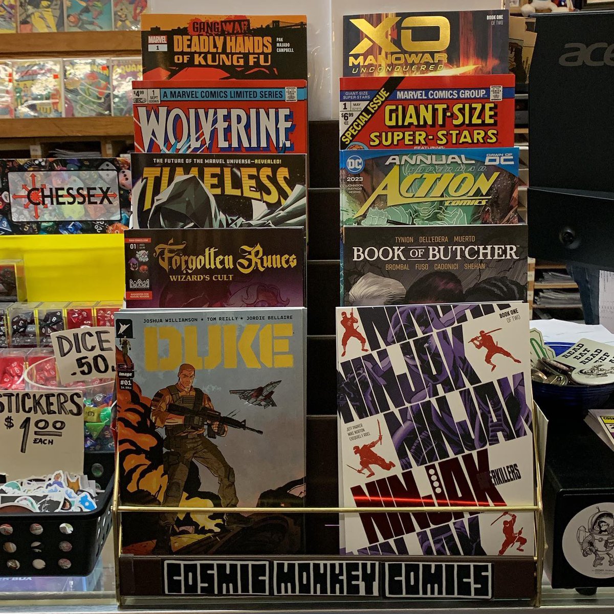 Here are our featured titles! #duke #ninjaksuperkillers #forgottenruneswizardscult #bookofbutcher #timeless #supermanactioncomicsannual #wolverinefacsimile #giantsizesuperstarsfantasticfourfacsimile #gangwardeadlyhandsofkungfu #xomanowarunconquered #ncbd #comics