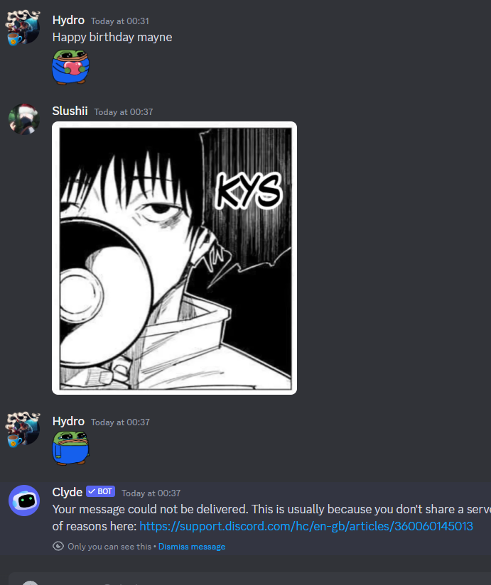 ow_hydro's tweet photo. @SlushiiPls  Hope your birthday is shit https://t.co/tcZv9DDKDD