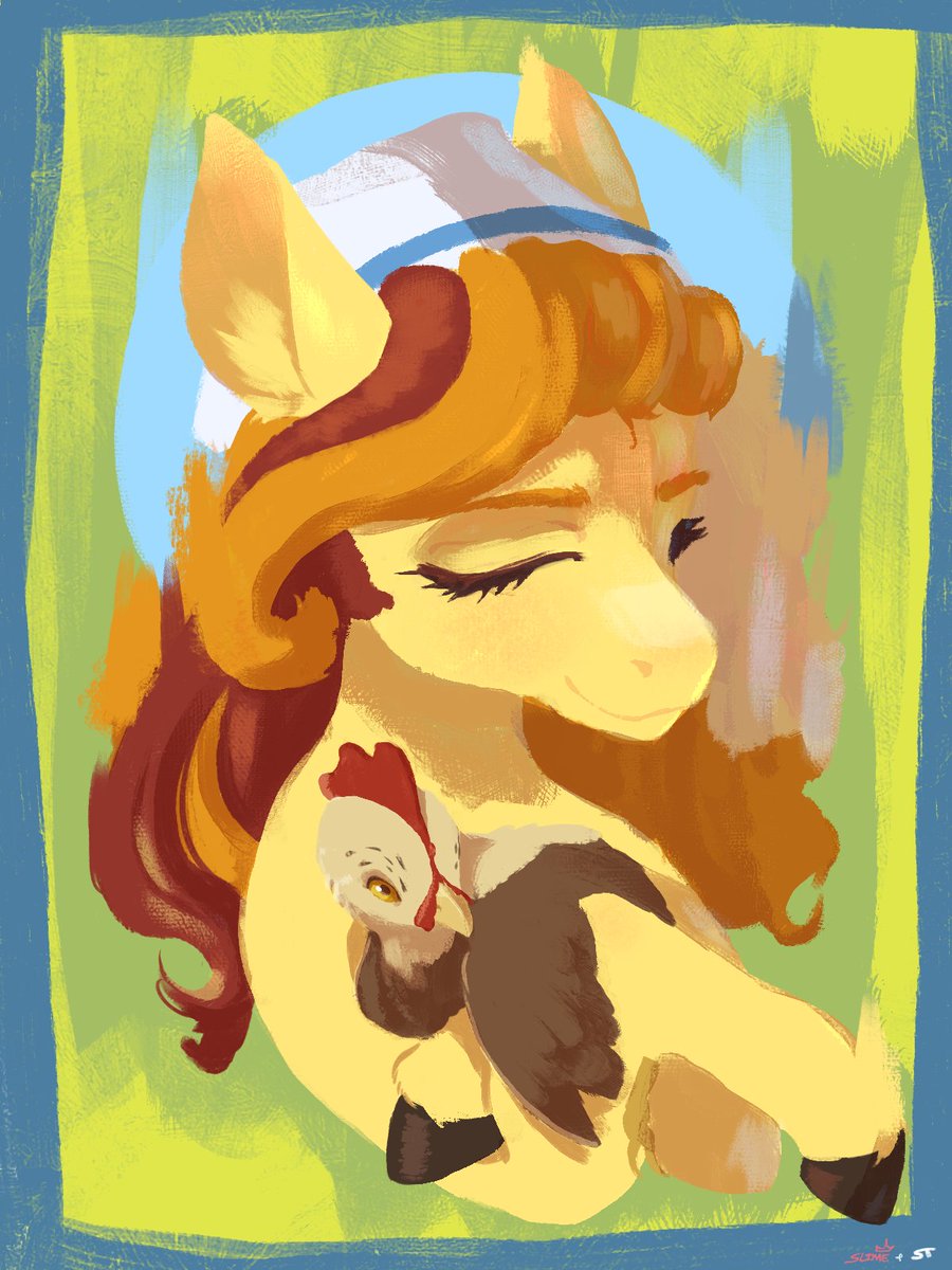 Storytellerdraw's tweet photo. Iconography of a gentle, quiet pony. Largely considered a saint of fowl. https://t.co/fUjRBS6uRK